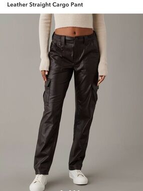 American Eagle Outfitters High Waisted Vegan Leather Straight Cargo Pants